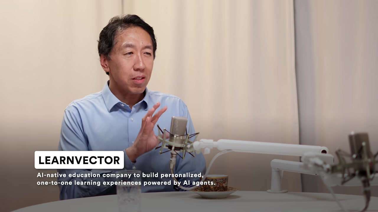 런벡터를 소개하는 영상 자막. &ldquo;AI 에이전트 기반의 개인화된 일대일 학습 경험을 만드는 AI 네이티브 교육 회사"라고 적혀 있다