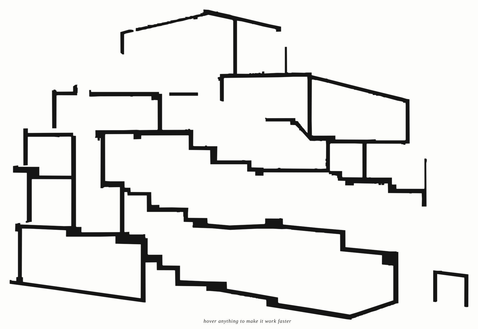 ?only=poche 파라미터로 단독 렌더링한 검은 건축 단면 벽체(poché) 마스크