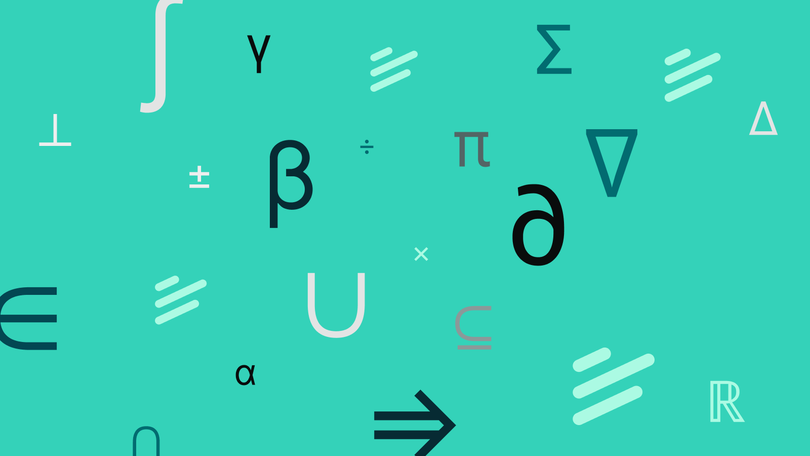 FrontierMath Tiers 1-4 배너. 어두운 청록 바탕에 기하 도형과 수학 기호가 흩어져 있다