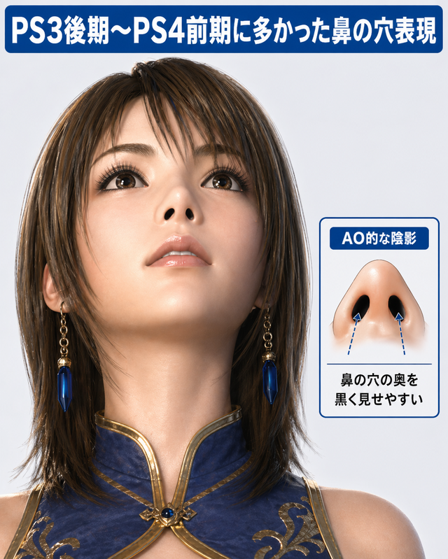 PS3 후기~PS4 전기에 흔했던 콧구멍 표현 — AO 텍스처