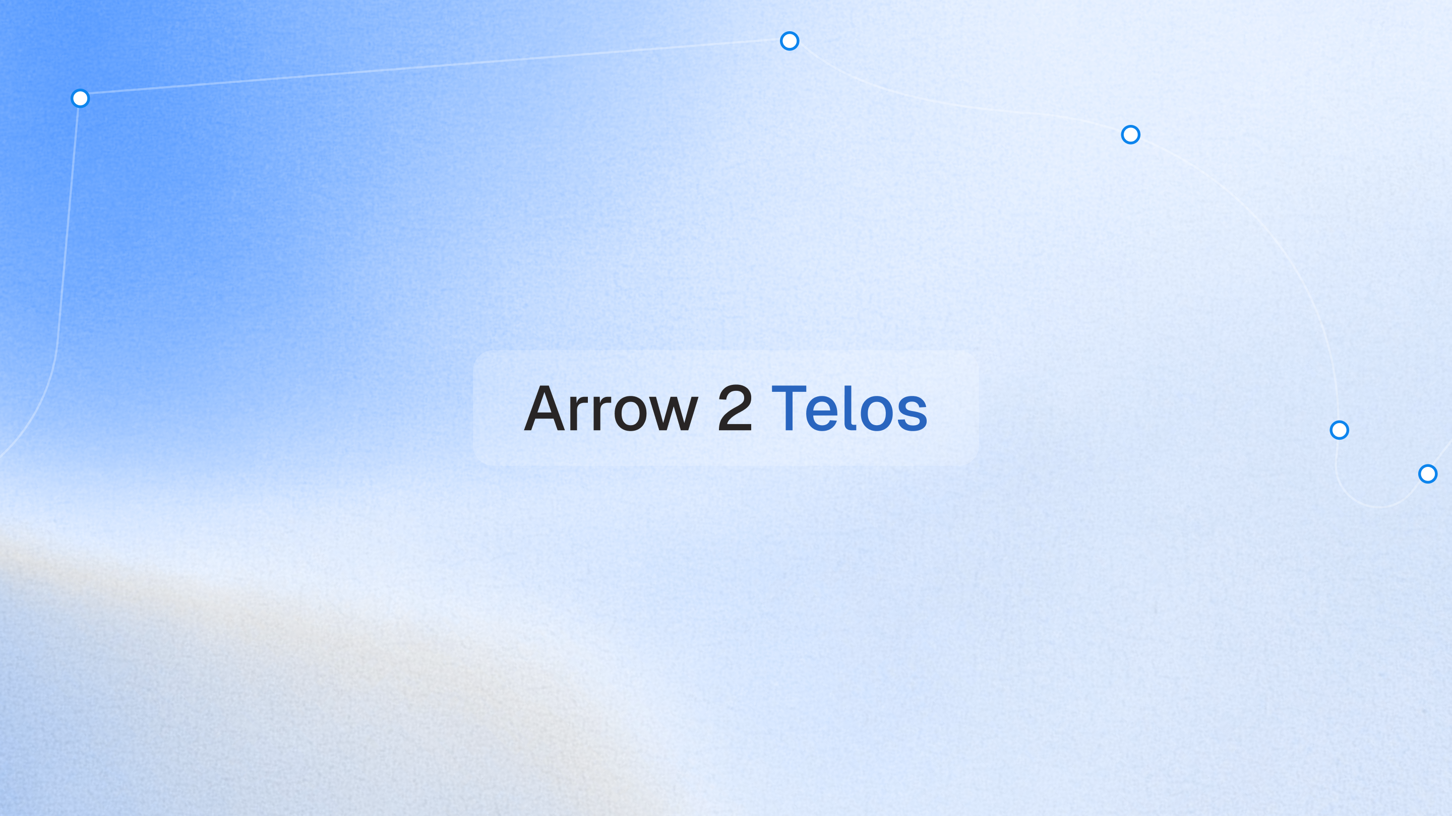 Arrow 2 Telos 키 비주얼. 푸른 질감 배경 위를 벡터 패스 하나가 가로지른다.