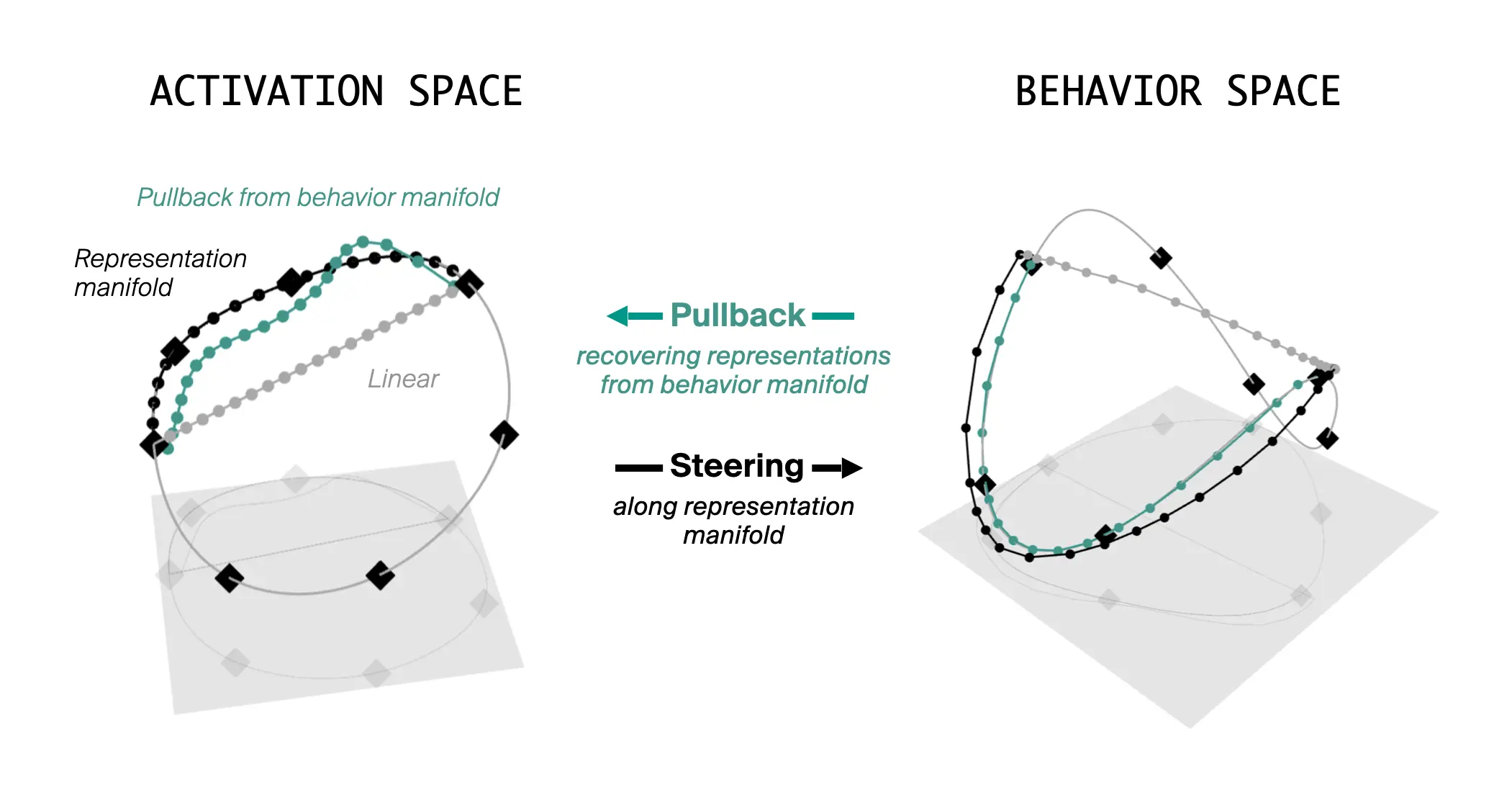Behavior and representations trace out similar curves in activation space