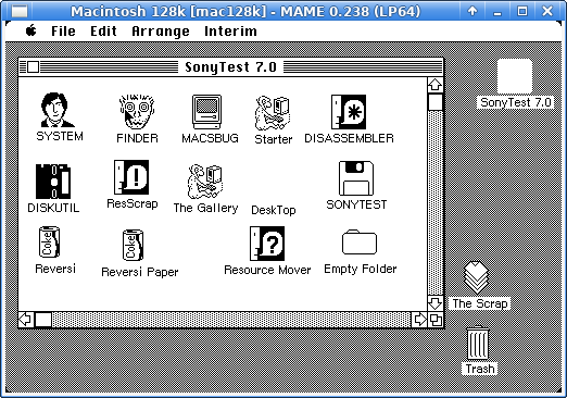 Classic Mac OS 1.0 알파 (Sony Test) Finder
